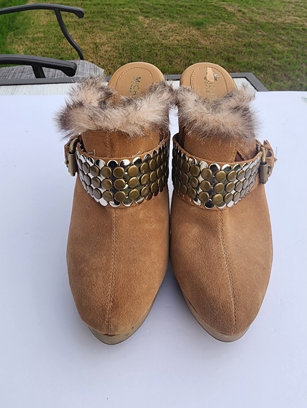 Collette- Size 11 M -Michael Michael Kors clog British Tan Fur Line